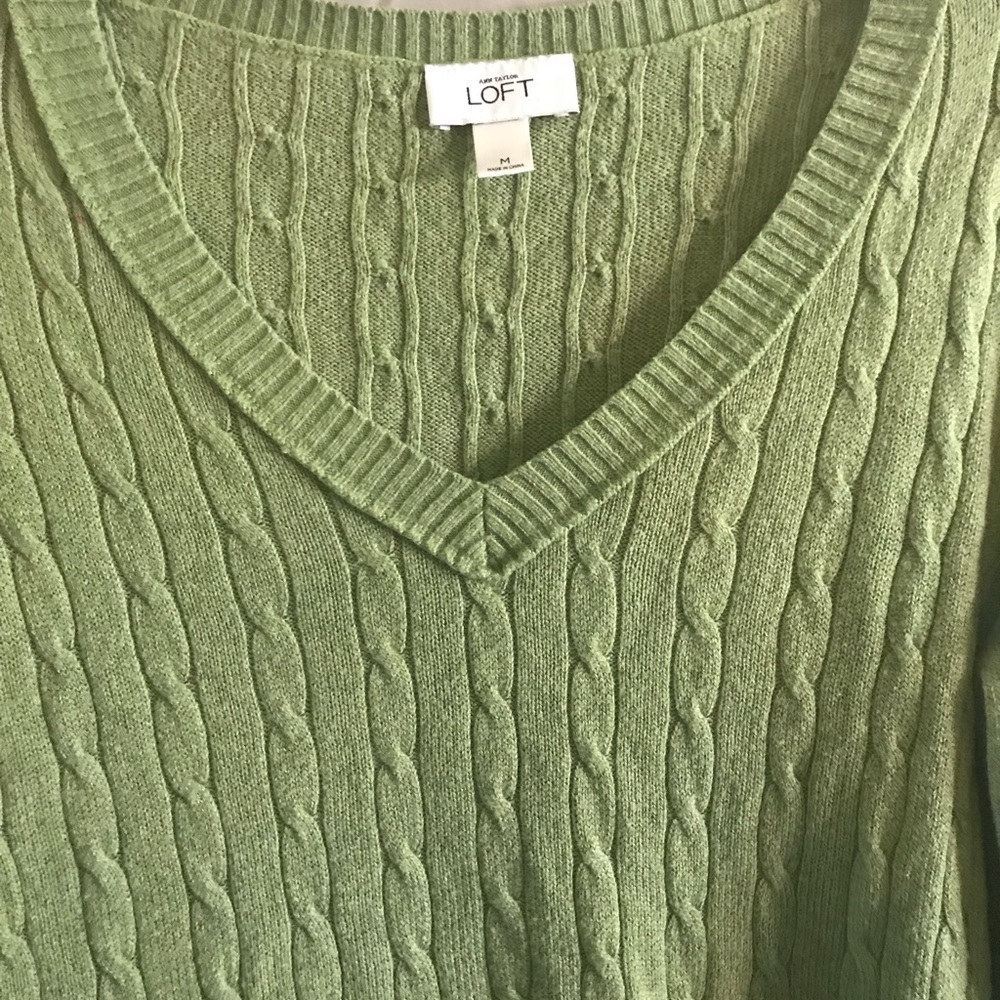 Ann Taylor LOFT light green rabbit hair sweater - Picture 3 of 6